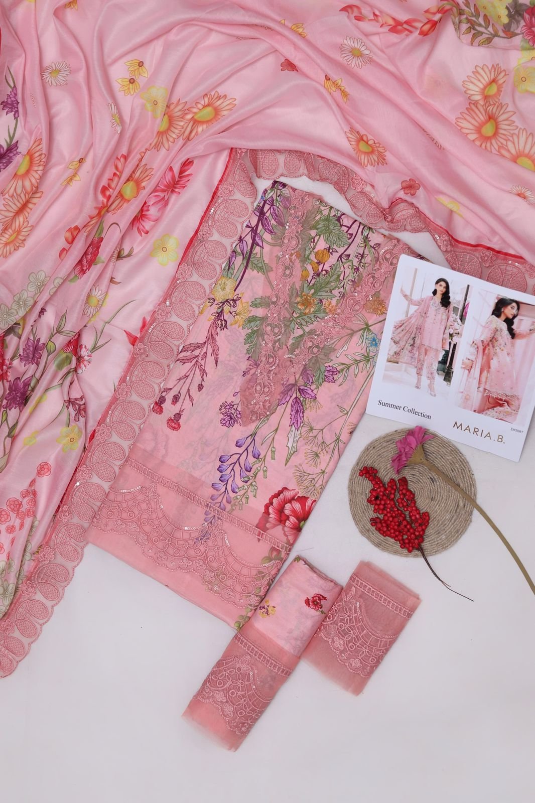 Premium Lawn 3PC Suit – Embroidered Front with Swiss Voil 4-Side Emb Dupatta