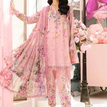 Premium Lawn 3PC Suit – Embroidered Front with Swiss Voil 4-Side Emb Dupatta