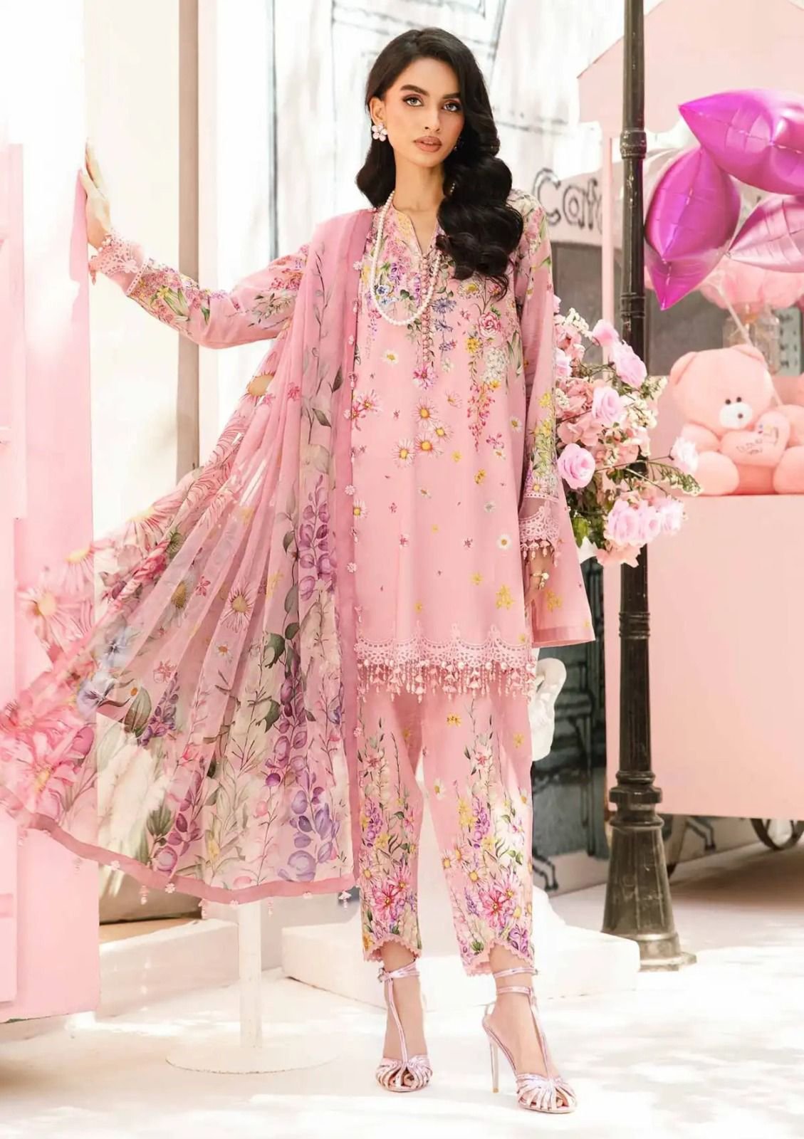 Premium Lawn 3PC Suit – Embroidered Front with Swiss Voil 4-Side Emb Dupatta