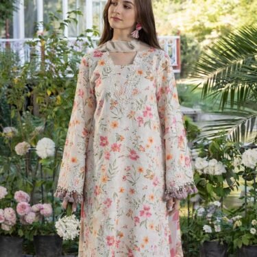 CR-1790 Lawn & Chiffon 3PC Suit – Heavy Chikankari Embroidered Front with Chiffon Dupatta