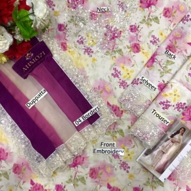 Style Me Wear – Iznik Lawn Collection 2026 Heavy Embroidered 3PC Suit with Tie & Dye Chiffon Dupatta