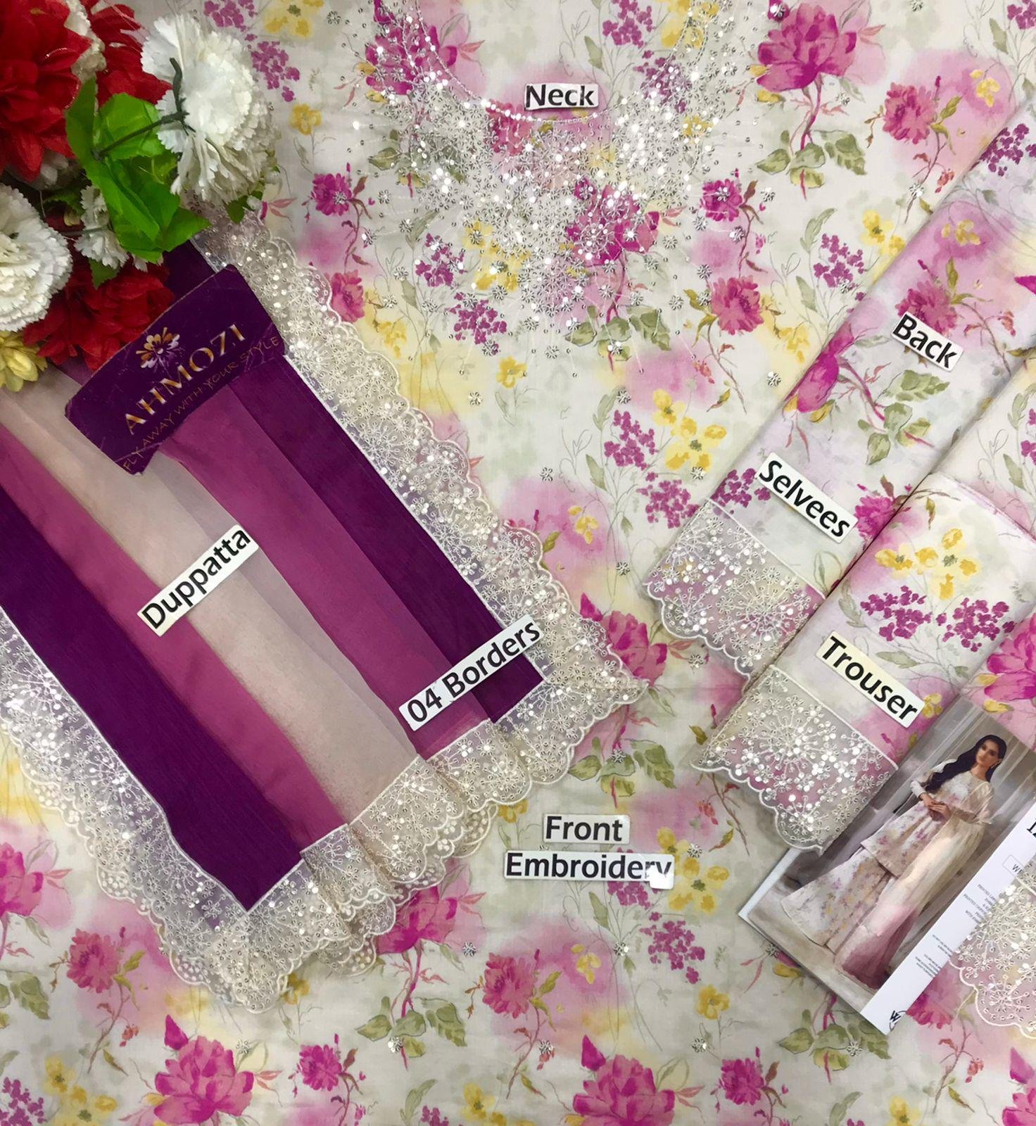 Style Me Wear – Iznik Lawn Collection 2026 Heavy Embroidered 3PC Suit with Tie & Dye Chiffon Dupatta