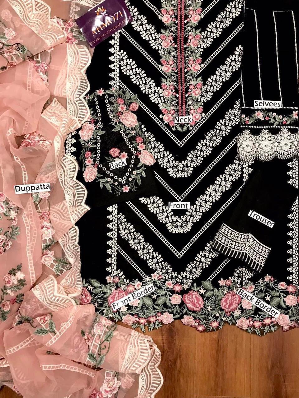 Unstitched Replica Lawn Cotton Chikankari Suit with Organza Dupatta – On Demand | Style Me Wear