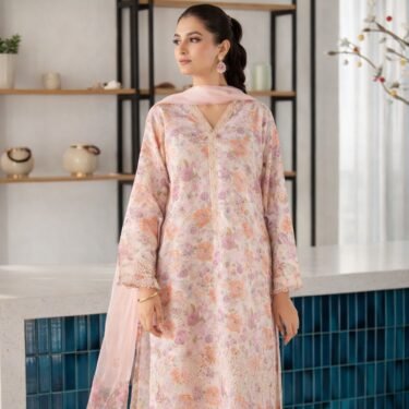 Style Me Wear – SF-4099 Lawn & Chiffon 3PC Chikankari Embroidered Suit with Laser Work Dupatta