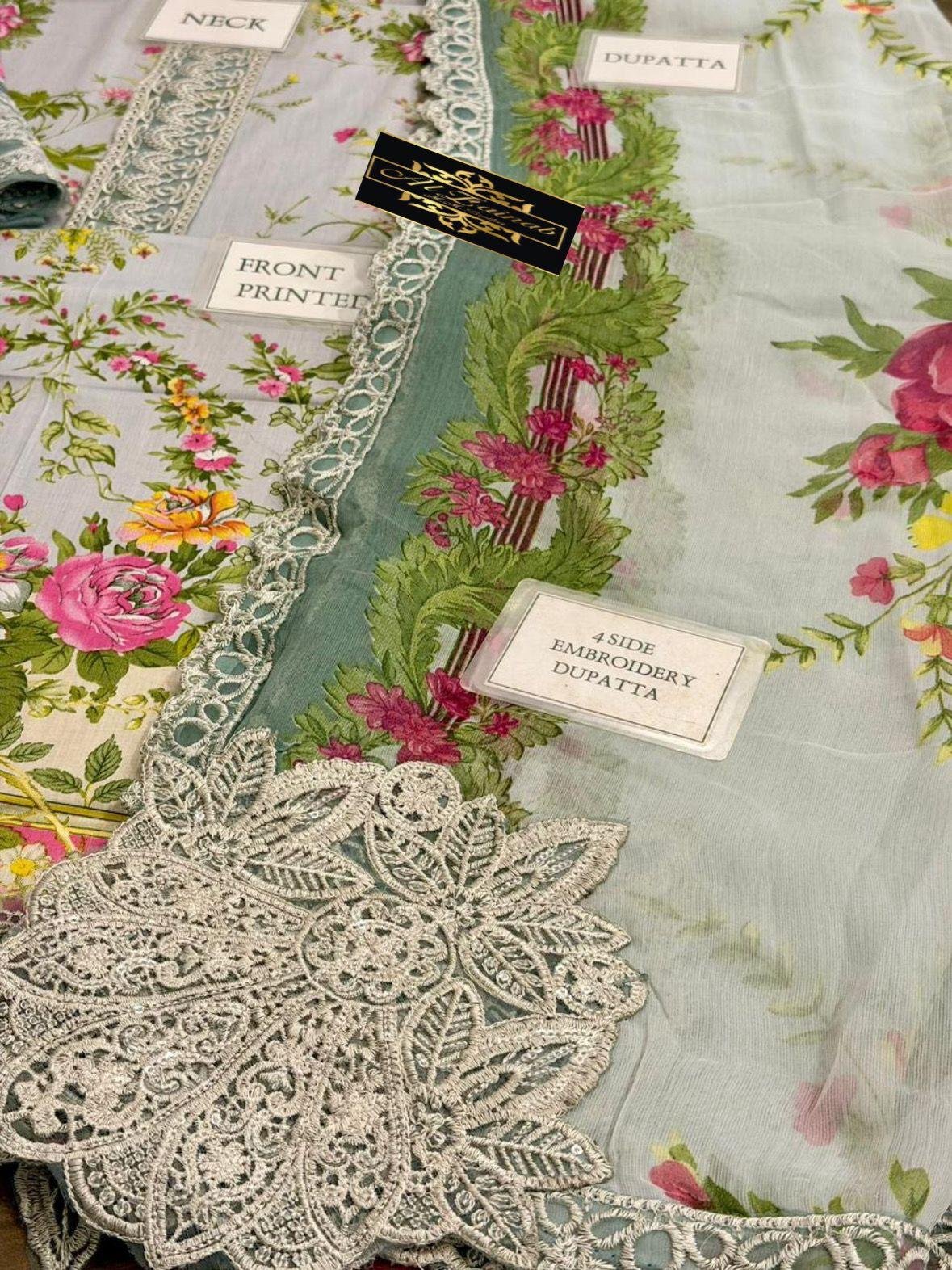 Style Me Wear – MPT-2605A/B Printed Lawn 3PC Suit with Heavy Embroidered Spangle Work Dupatta