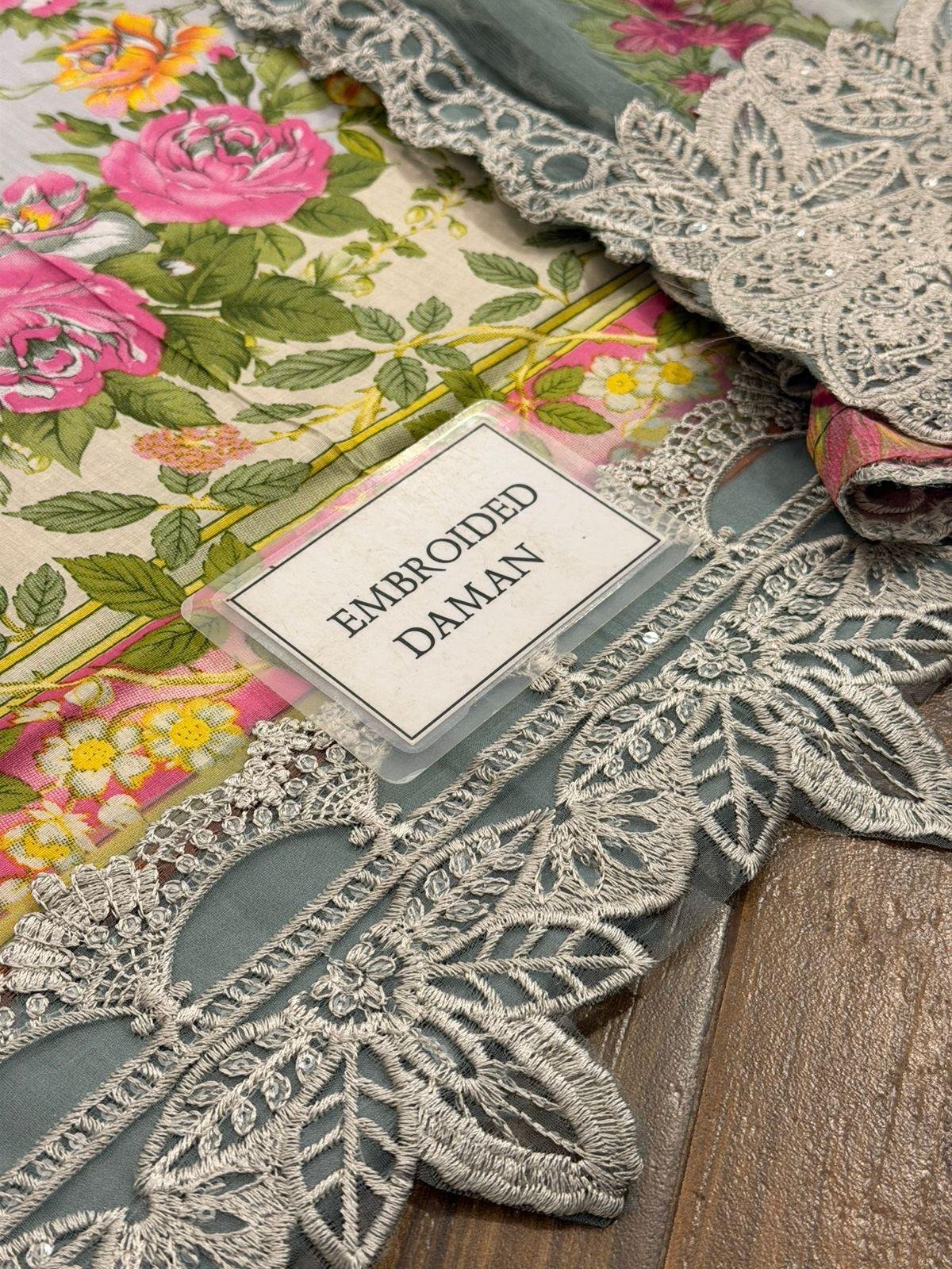 Style Me Wear – MPT-2605A/B Printed Lawn 3PC Suit with Heavy Embroidered Spangle Work Dupatta