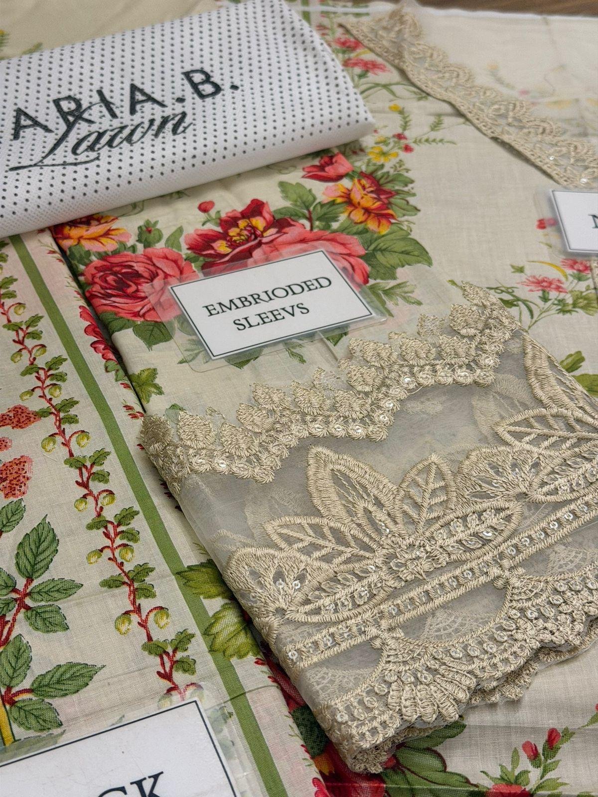 Style Me Wear – MPT-2605A/B Printed Lawn 3PC Suit with Heavy Embroidered Spangle Work Dupatta