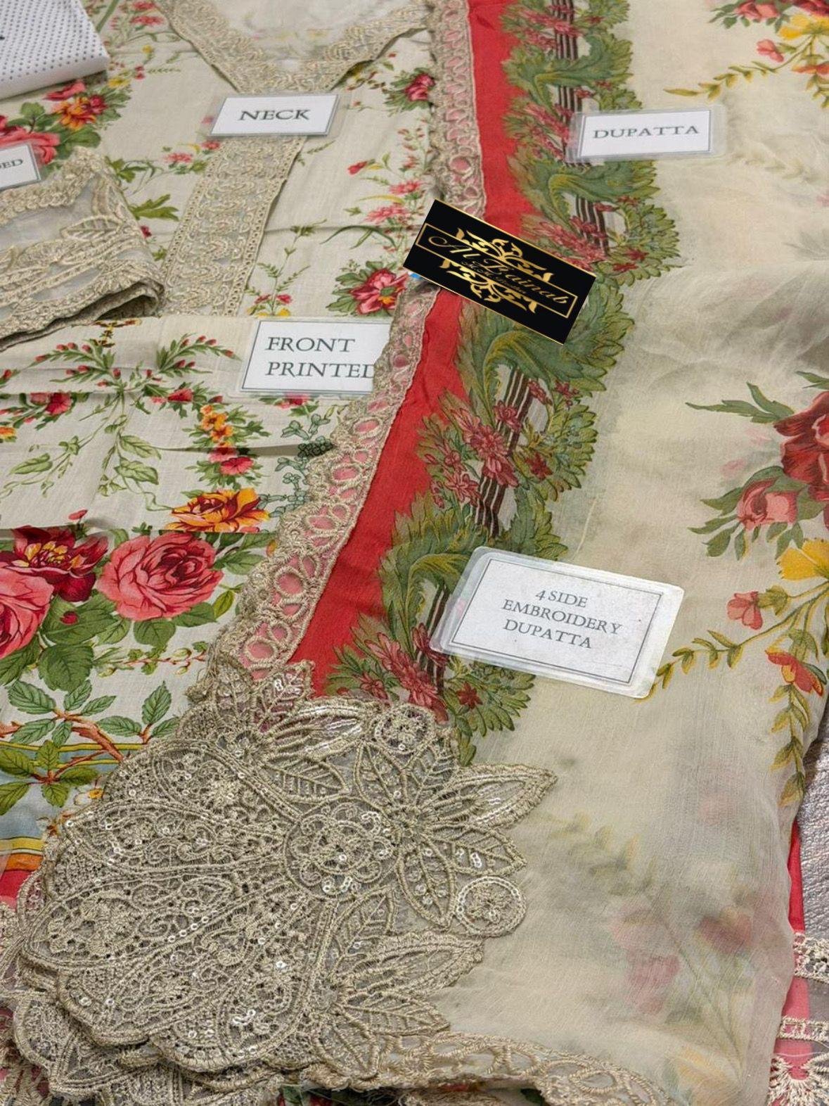 Style Me Wear – MPT-2605A/B Printed Lawn 3PC Suit with Heavy Embroidered Spangle Work Dupatta