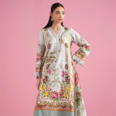 Style Me Wear – MPT-2605A/B Printed Lawn 3PC Suit with Heavy Embroidered Spangle Work Dupatta
