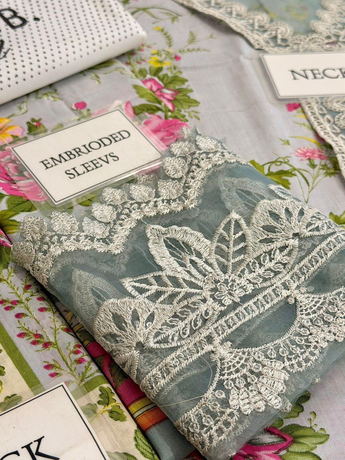 Style Me Wear – MPT-2605A/B Printed Lawn 3PC Suit with Heavy Embroidered Spangle Work Dupatta