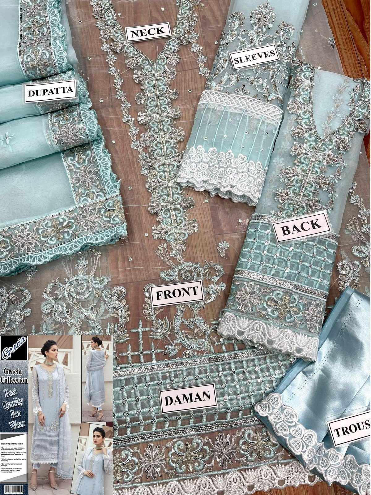 Style Me Wear – Luxury Wedding 3PC Suit with Heavy Adda Work (Organza & Silk)