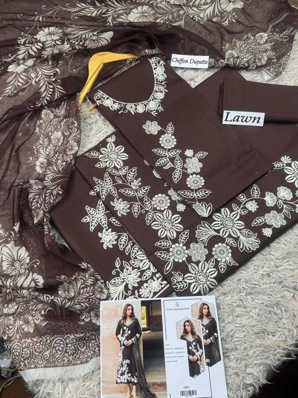 Style Me Wear Luxury Lawn 3PC Heavy Embroidered Suit – Digital Chiffon Dupatta