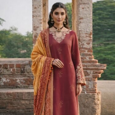 Style Me Wear Luxury Lawn 3PC Heavy Embroidered Suit – Digital Chiffon Dupatta