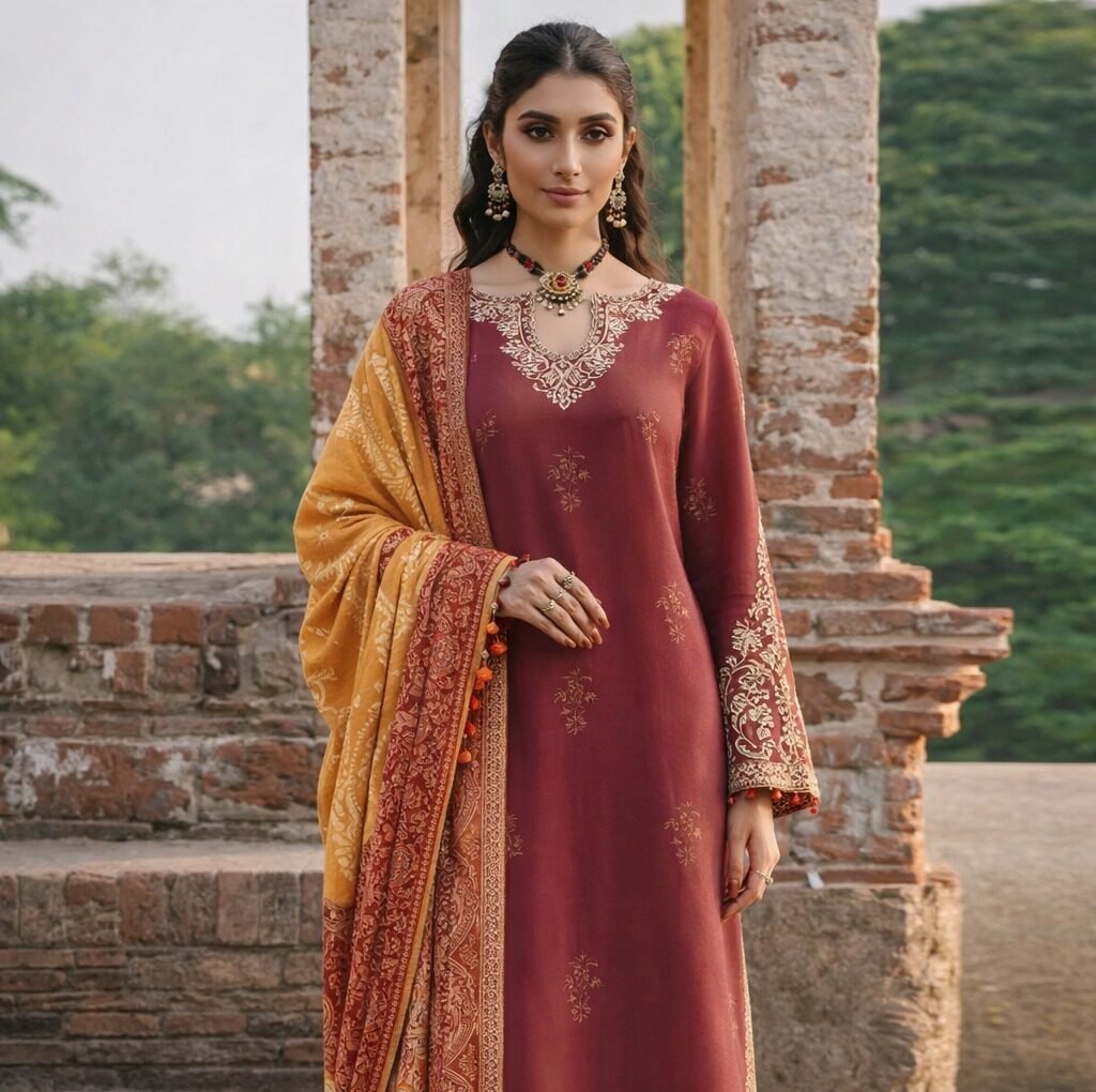 Style Me Wear Luxury Lawn 3PC Heavy Embroidered Suit – Digital Chiffon Dupatta