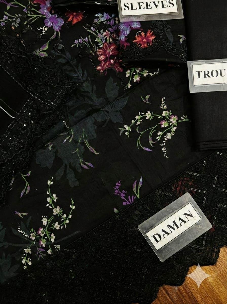 Bold Black Elegance – Luxury Lawn 3PC