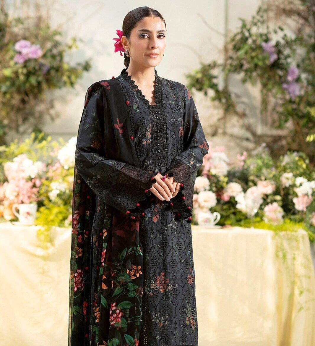 Bold Black Elegance – Luxury Lawn 3PC