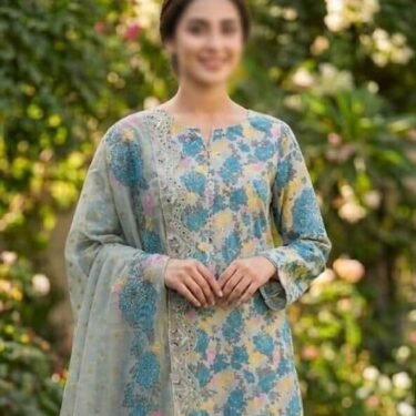 Aneelas Premium Lawn 3PC Unstitched Suit with Chiffon Embroidered Dupatta – 2026 Collection