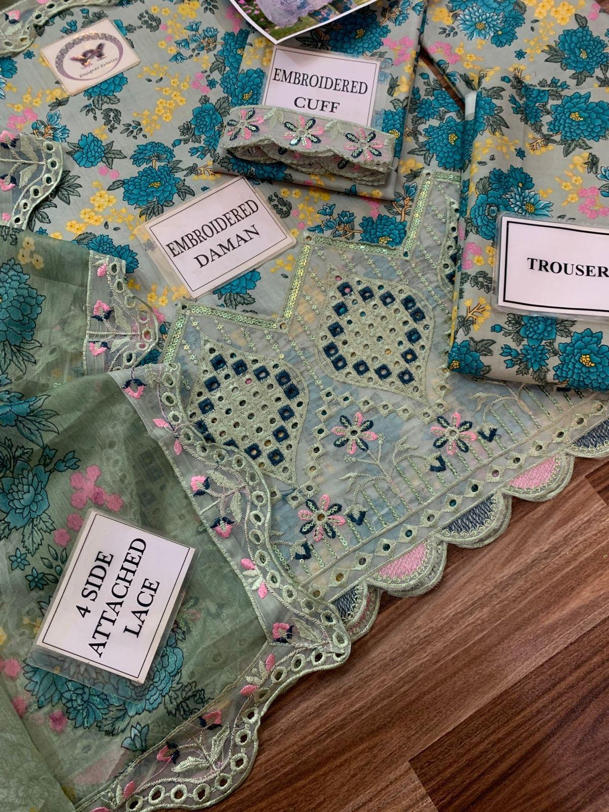 Aneelas Premium Lawn 3PC Unstitched Suit with Chiffon Embroidered Dupatta – 2026 Collection